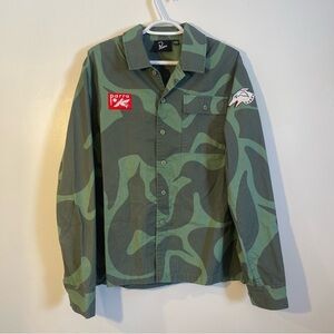 Piet Parra Bird Green Camo Button Up Shirt - Mens Size XL